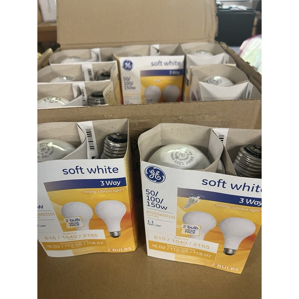 GE Soft White 3 Way Light Bulbs 50/100/150 NIP 8 2 Packs 16 Bulbs